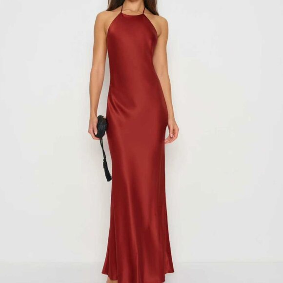 BEST Reformation Jeany Silk Maxi Dress Gown Small Sangre Red Holiday Party - Picture 4 of 12